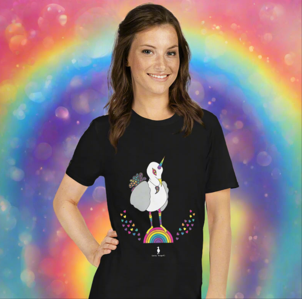 "Eureka" Fun Rainbow Gull-icorn Seagull Unicorn Graphic T-Shirt