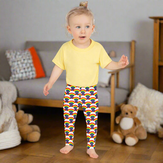 Funky Tots, Kids and Teens Rainbow Sparkle Leggings, Pants | Full Length | Super Comfortable | Unique Active Wear | Boho | Hippie | Punk | Festival