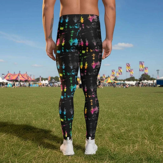 Minstrel Magic - Funky Men's Black Patterned Leggings | Gym, Yoga & Festivals