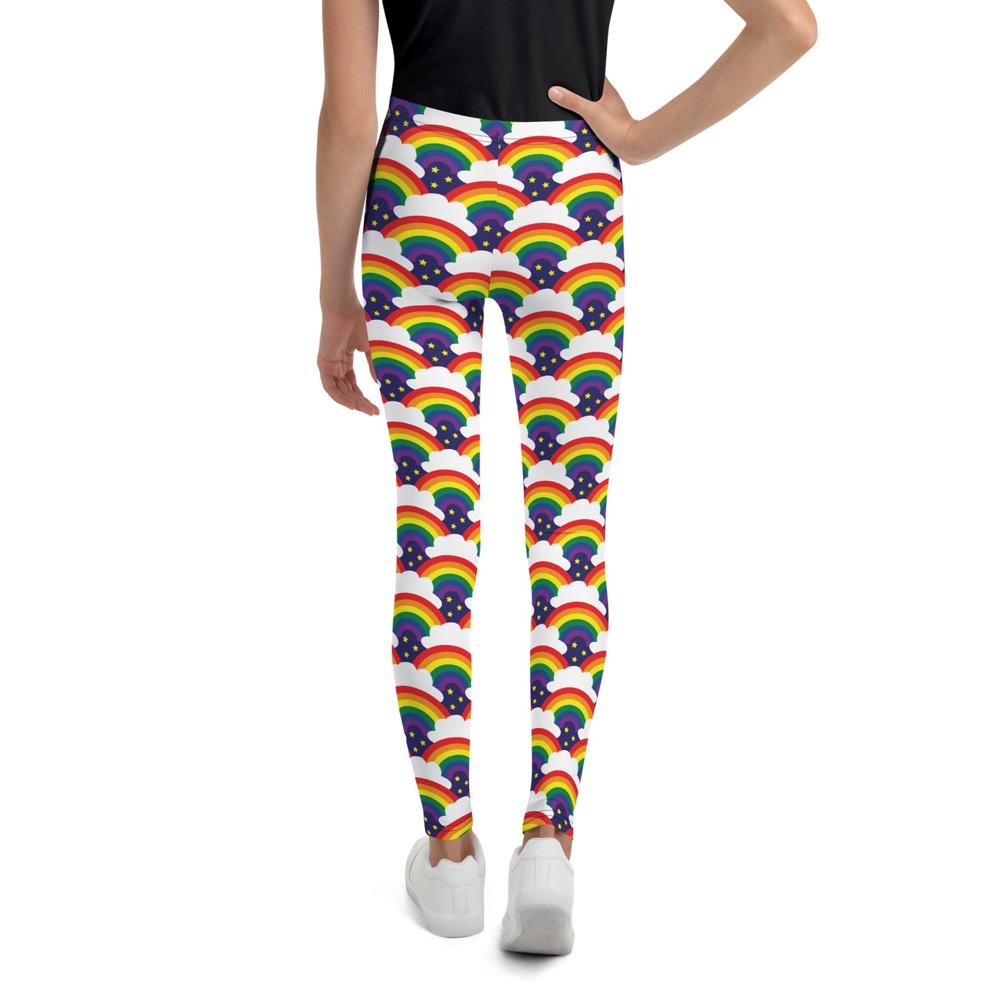 Funky Tots, Kids and Teens Rainbow Sparkle Leggings, Pants | Full Length | Super Comfortable | Unique Active Wear | Boho | Hippie | Punk | Festival