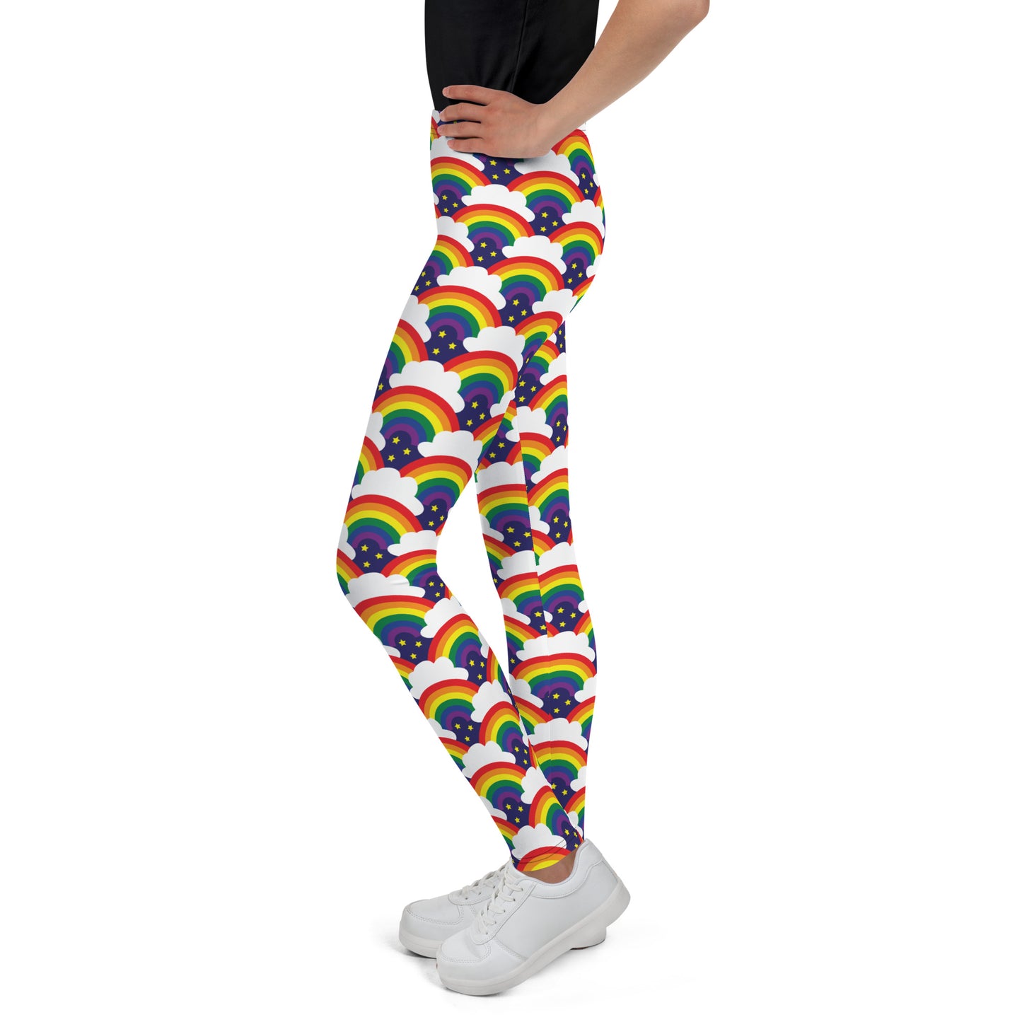 Funky Tots, Kids and Teens Rainbow Sparkle Leggings, Pants | Full Length | Super Comfortable | Unique Active Wear | Boho | Hippie | Punk | Festival