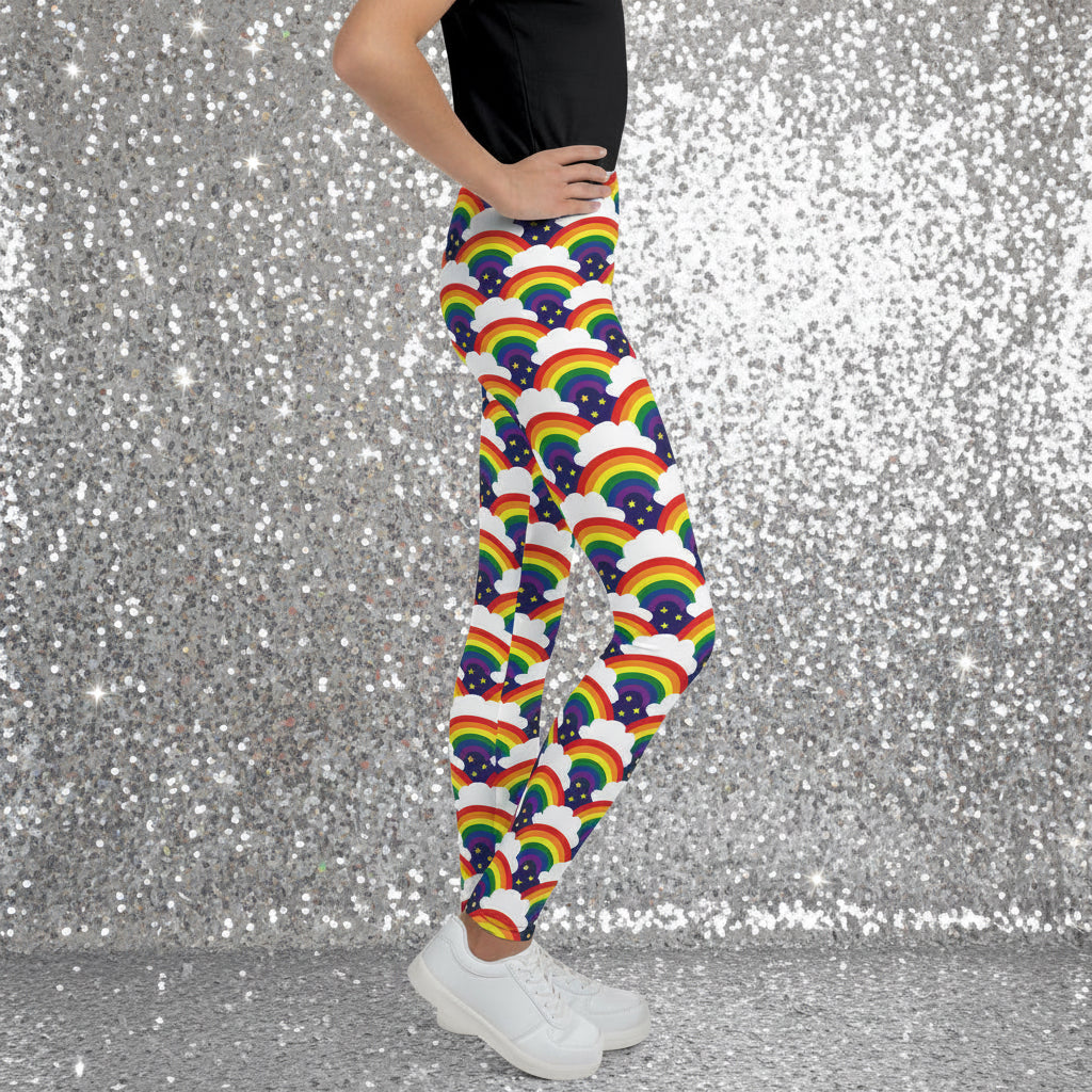 Rainbow Sparkle - Funky Toddlers, Kids and Teens Patterned Festival Leggings
