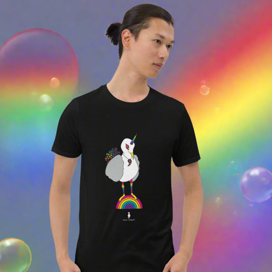 "Eureka" Fun Rainbow Gull-icorn Seagull Unicorn Graphic T-Shirt