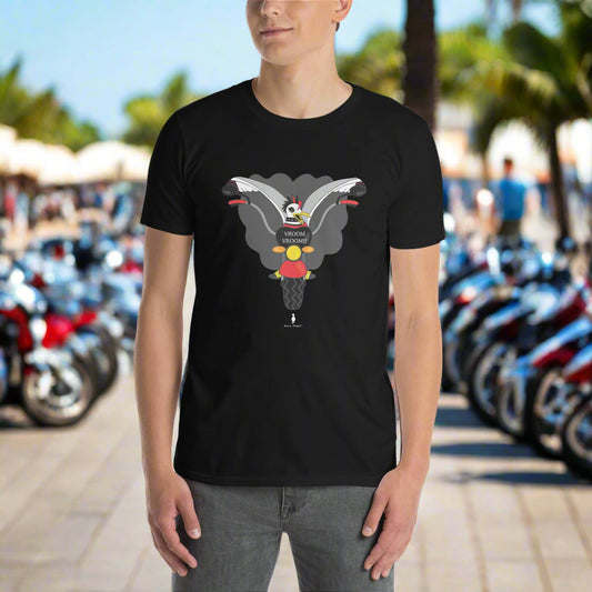 'Biker Steve' Quirky Biker Seagull T-Shirt - Born to Ride; Live to Stand Out