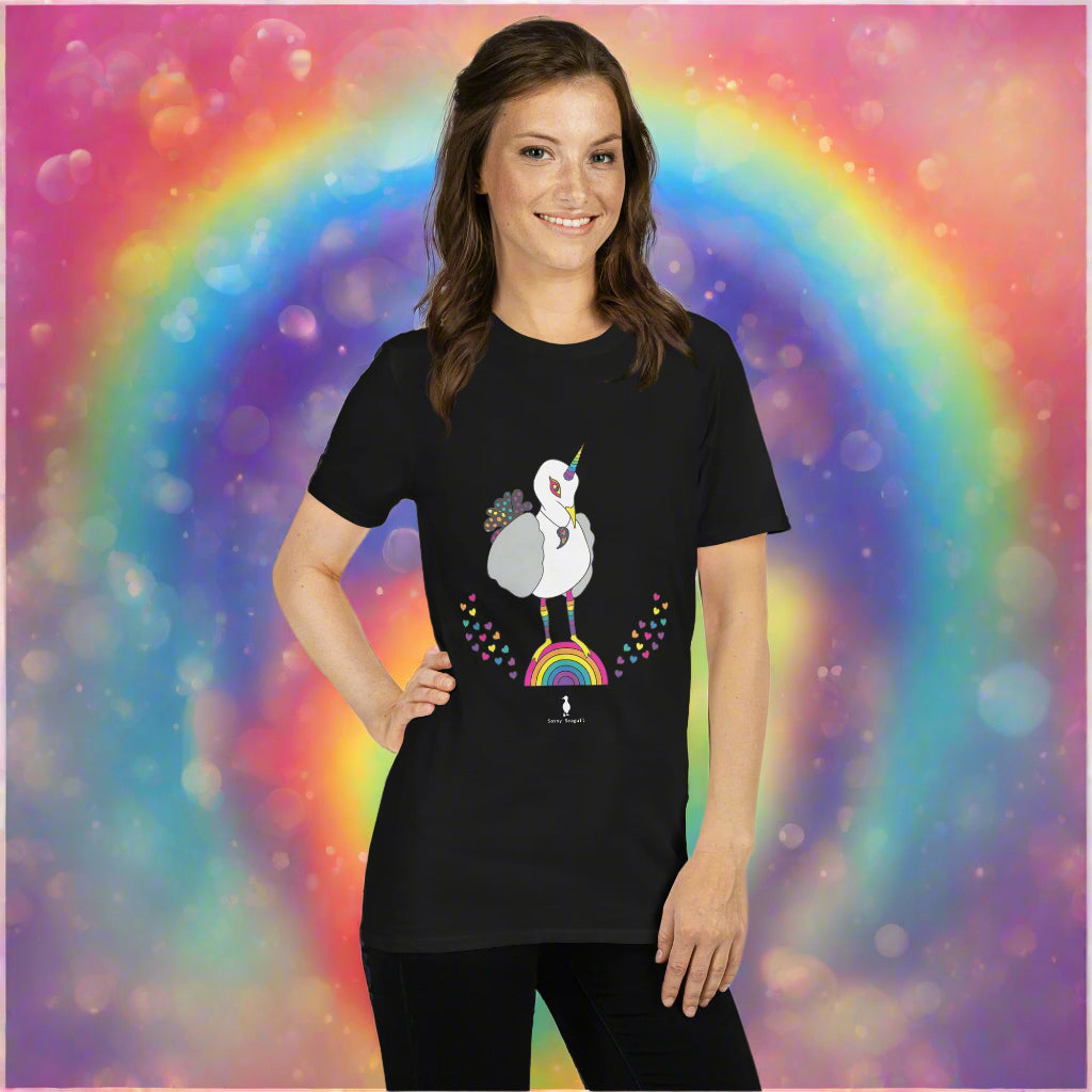 "Eureka" Fun Rainbow Gull-icorn Seagull Unicorn Graphic T-Shirt