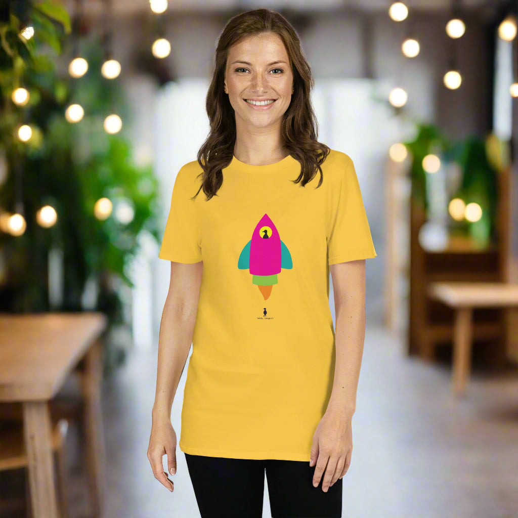 Bold Colourful Space Rocket Punk Retro Graphic T-Shirt