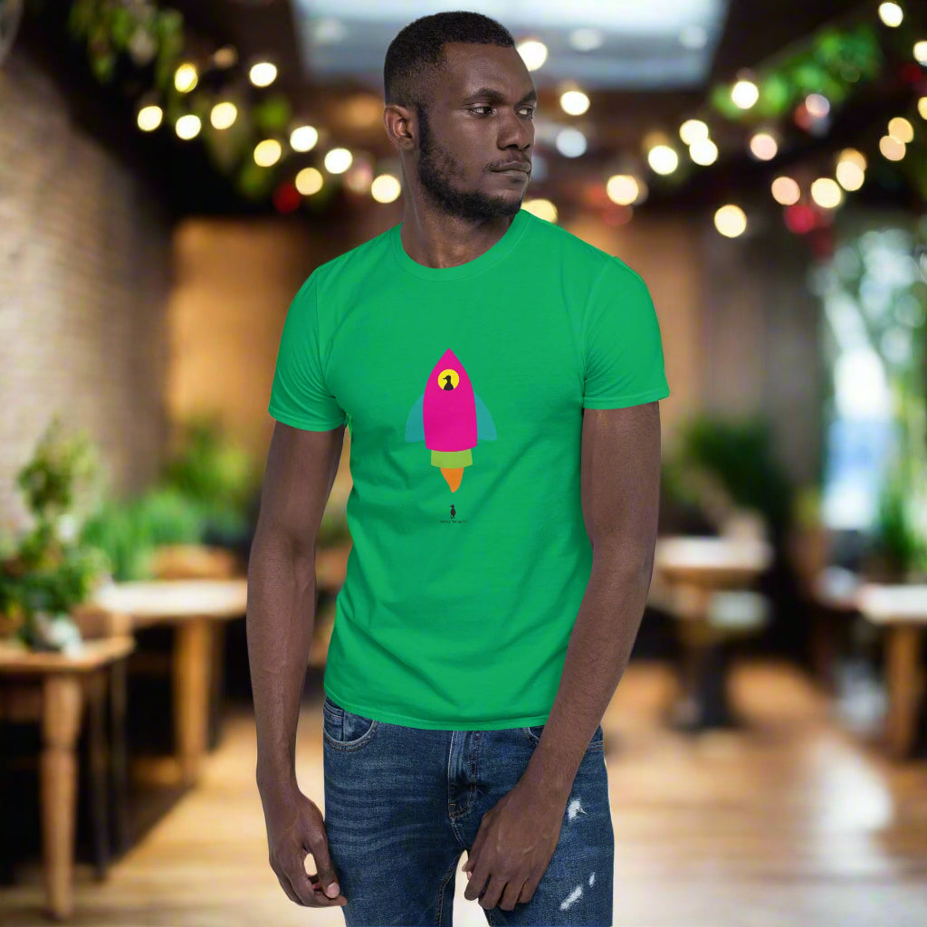Bold Colourful Space Rocket Punk Retro Graphic T-Shirt