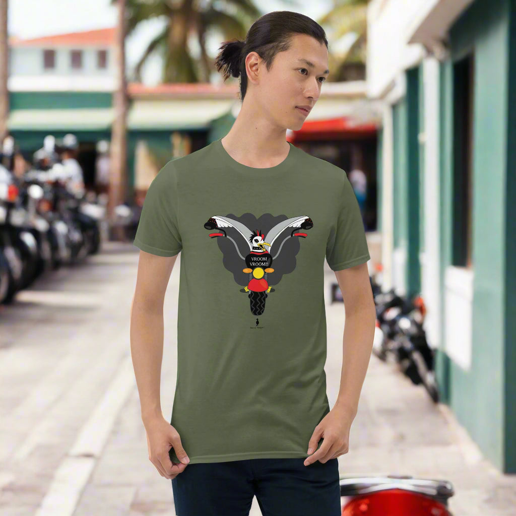 'Biker Steve' Quirky Biker Seagull T-Shirt - Born to Ride; Live to Stand Out