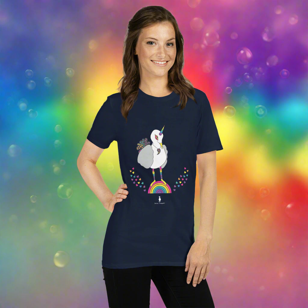 "Eureka" Fun Rainbow Gull-icorn Seagull Unicorn Graphic T-Shirt