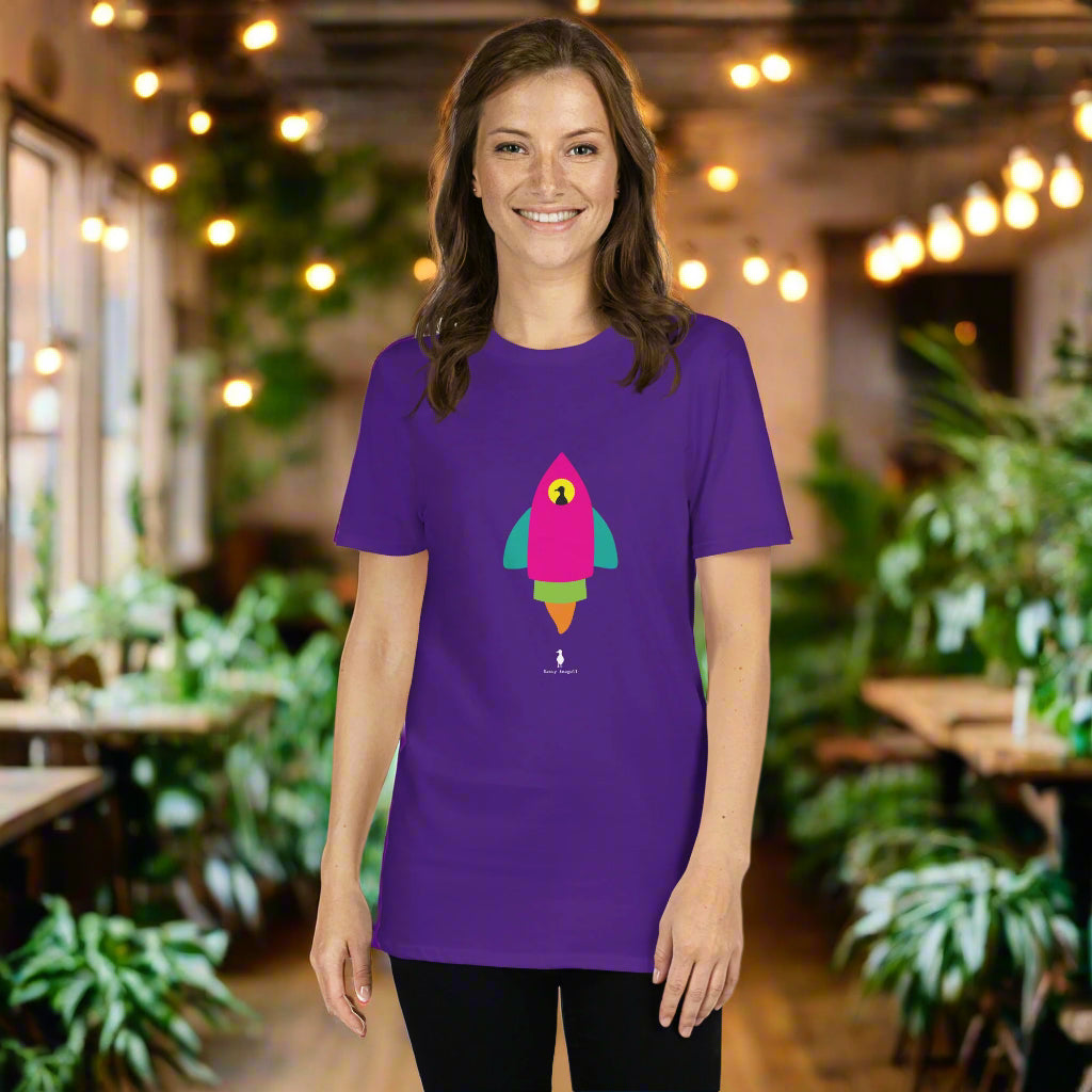 Bold Colourful Space Rocket Punk Retro Graphic T-Shirt