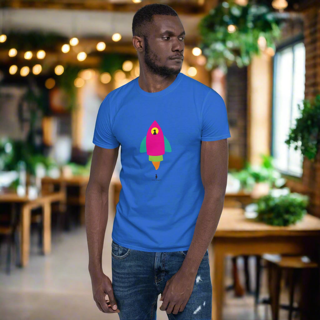 Bold Colourful Space Rocket Punk Retro Graphic T-Shirt