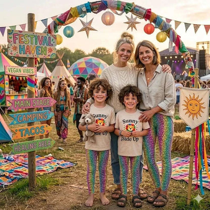 Rainbow Leopard Glamour - Funky Kids, Toddlers & Teens Colourful Leggings | Festivals, Wellness & Loungewear