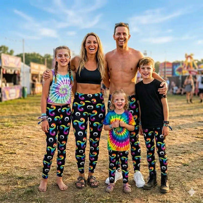 Trippy Triskelion - Funky Men's Black Patterned Leggings | Gym, Yoga & Festivals