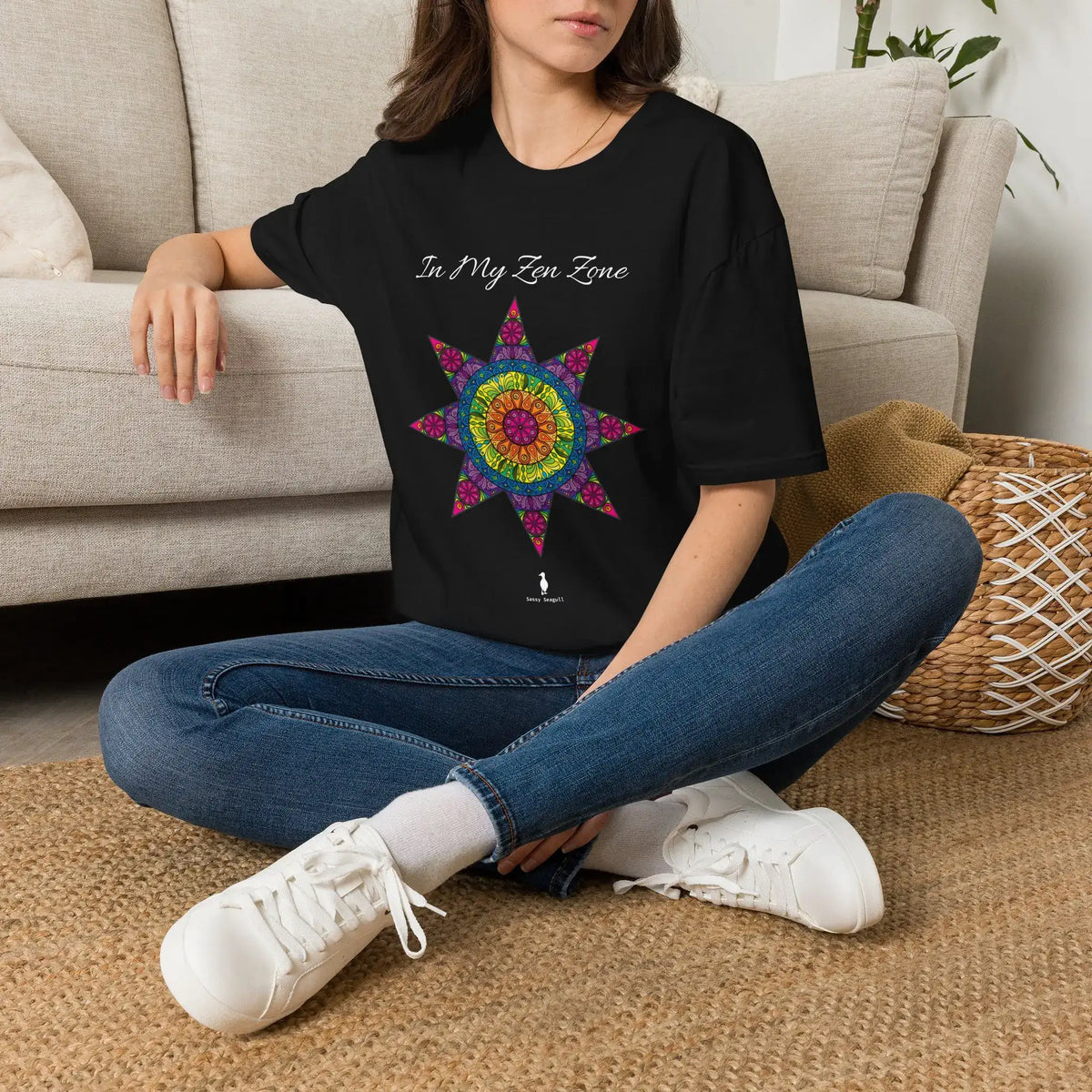 In My Zen Zone - Relaxing Rainbow Mandala Unisex Graphic T-Shirt