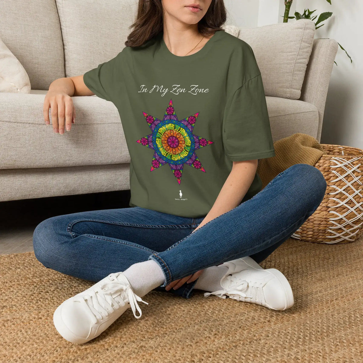 In My Zen Zone - Relaxing Rainbow Mandala Unisex Graphic T-Shirt