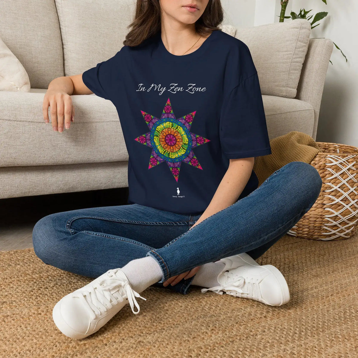 In My Zen Zone - Relaxing Rainbow Mandala Unisex Graphic T-Shirt