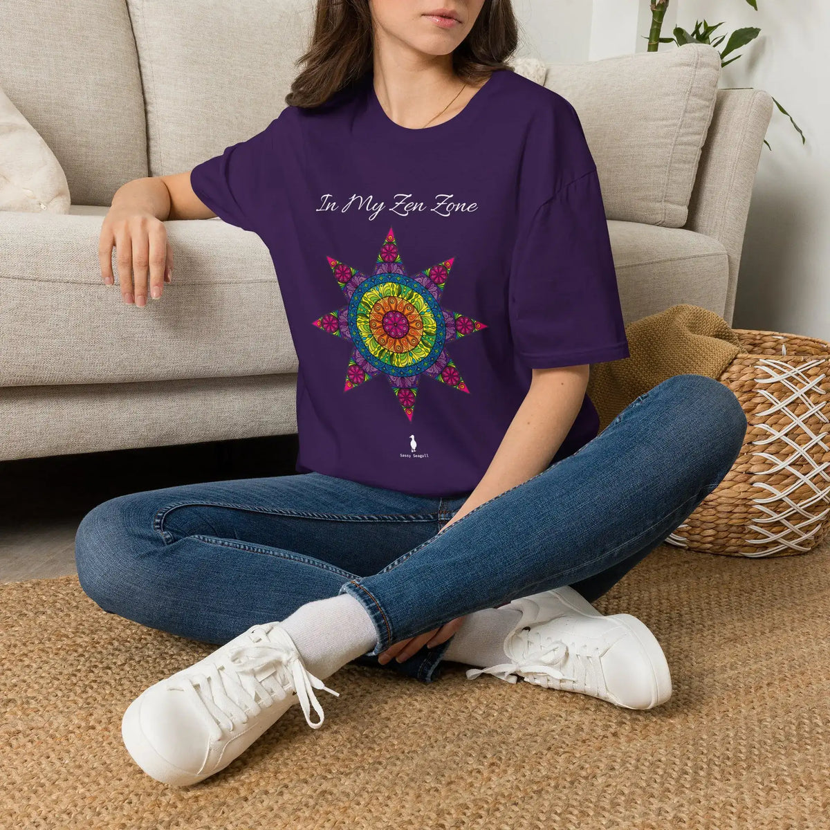 In My Zen Zone - Relaxing Rainbow Mandala Unisex Graphic T-Shirt