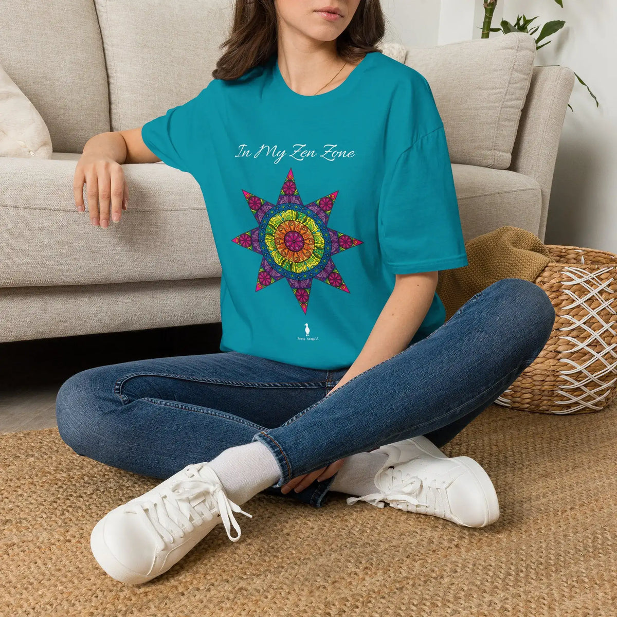 In My Zen Zone - Relaxing Rainbow Mandala Unisex Graphic T-Shirt