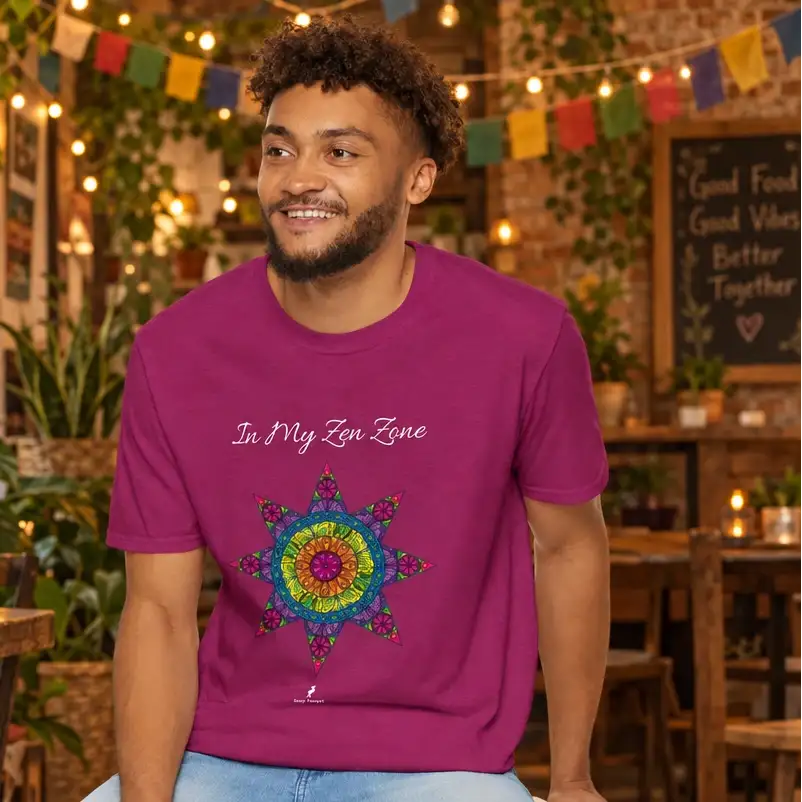 In My Zen Zone - Relaxing Rainbow Mandala Unisex Graphic T-Shirt