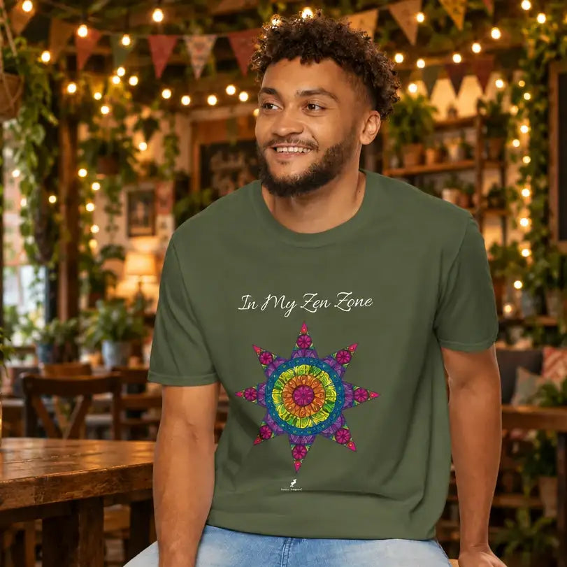 In My Zen Zone - Relaxing Rainbow Mandala Unisex Graphic T-Shirt