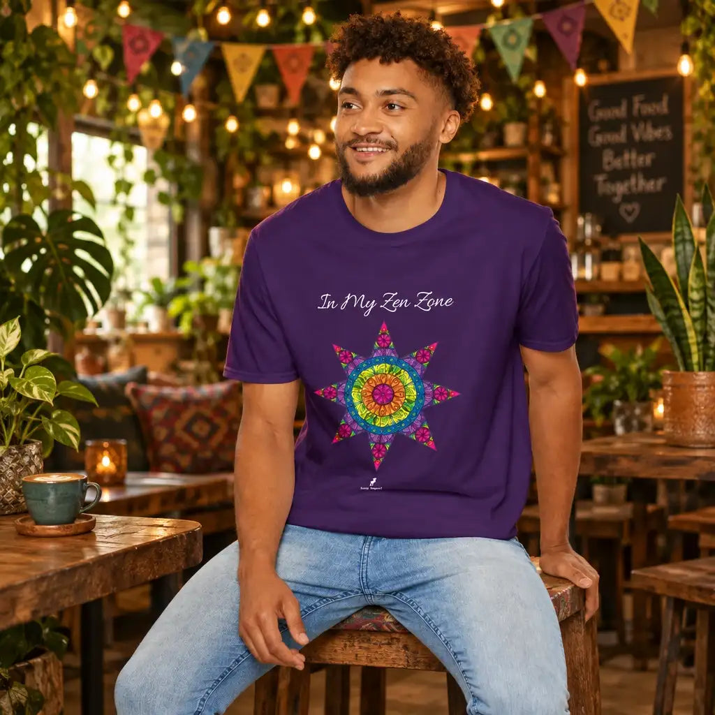 In My Zen Zone - Relaxing Rainbow Mandala Unisex Graphic T-Shirt