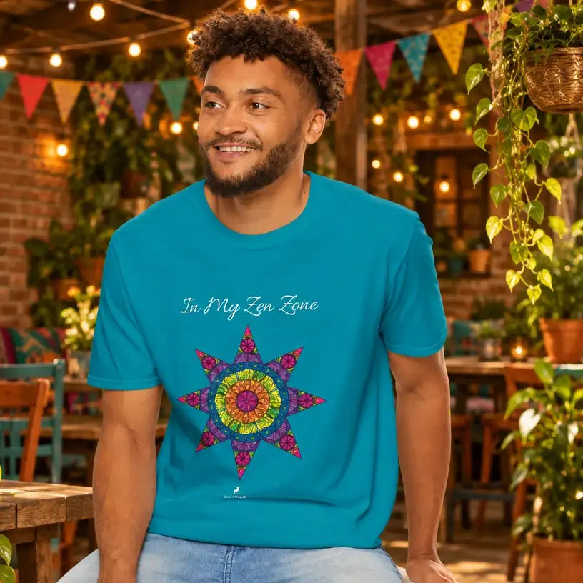 In My Zen Zone - Relaxing Rainbow Mandala Unisex Graphic T-Shirt