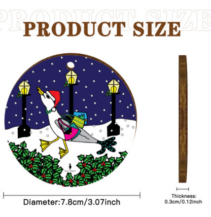 Fun Shopping Seagull Wooden Christmas Tree Ornament