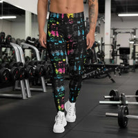 Minstrel Magic - Funky Men's Black Patterned Leggings | Gym, Yoga & Festivals
