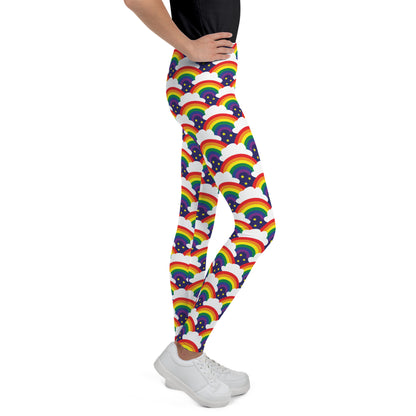 Funky Tots, Kids and Teens Rainbow Sparkle Leggings, Pants | Full Length | Super Comfortable | Unique Active Wear | Boho | Hippie | Punk | Festival