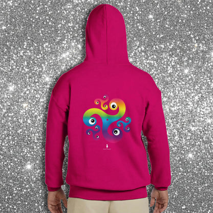 Trippy Triskelion - Rainbow Psychedelic Celtic-Inspired Festival Hoodie