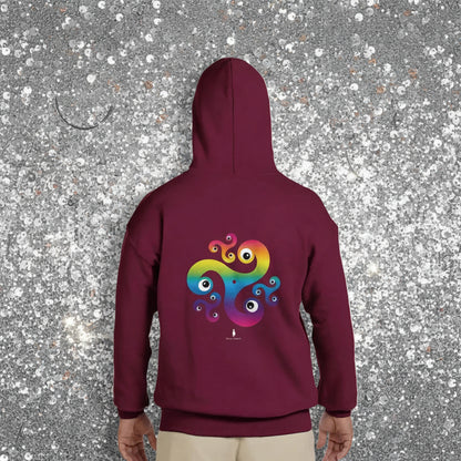 Trippy Triskelion - Rainbow Psychedelic Celtic-Inspired Festival Hoodie