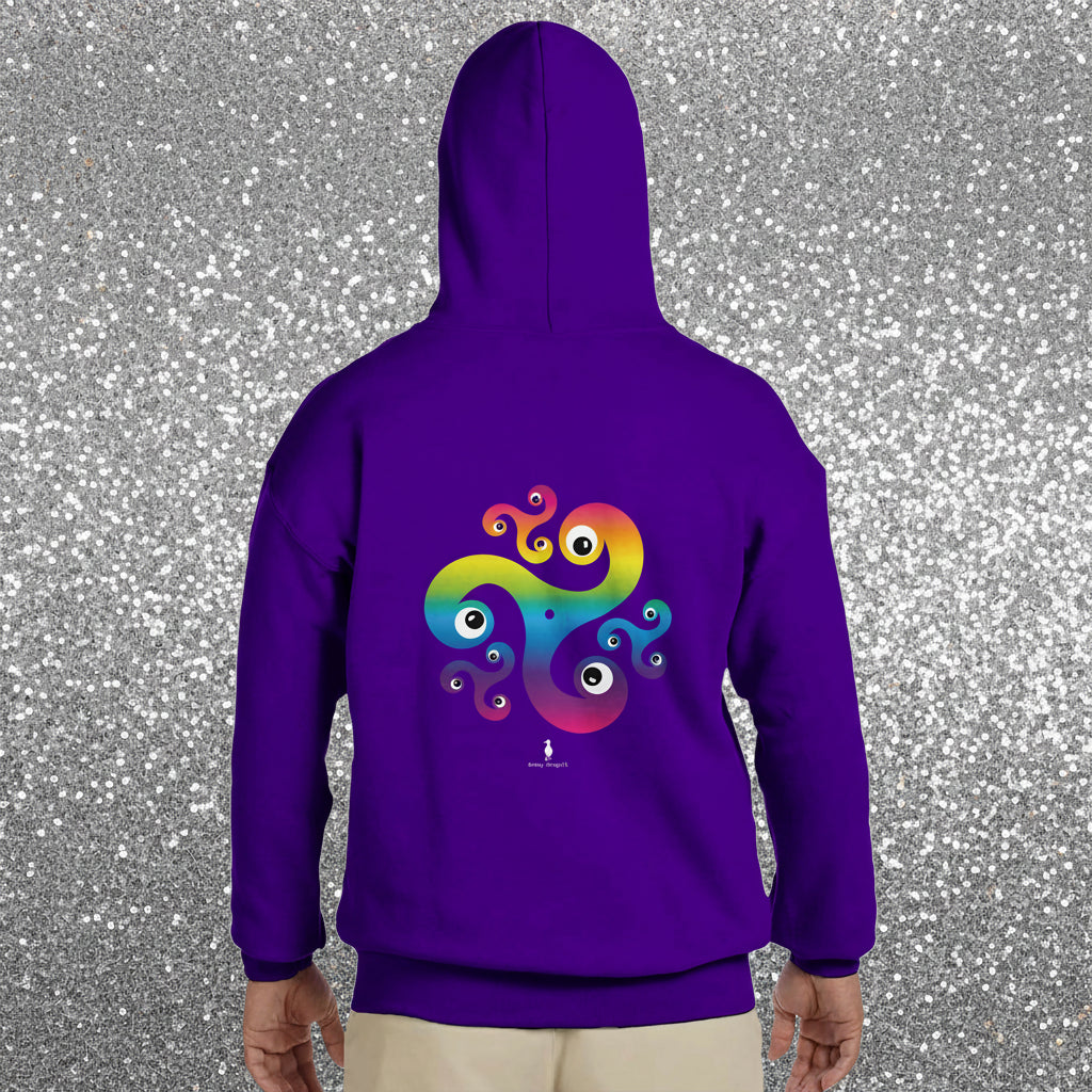 Trippy Triskelion - Rainbow Psychedelic Celtic-Inspired Festival Hoodie