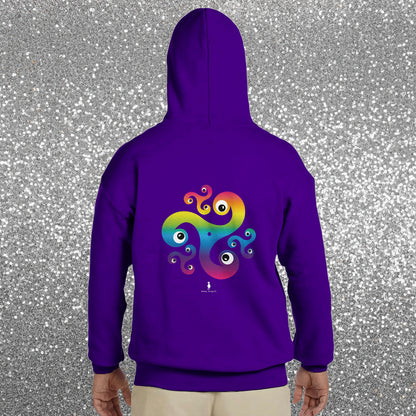 Trippy Triskelion - Rainbow Psychedelic Celtic-Inspired Festival Hoodie