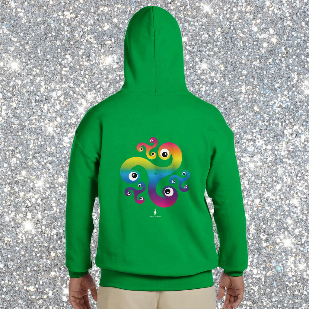 Trippy Triskelion - Rainbow Psychedelic Celtic-Inspired Festival Hoodie