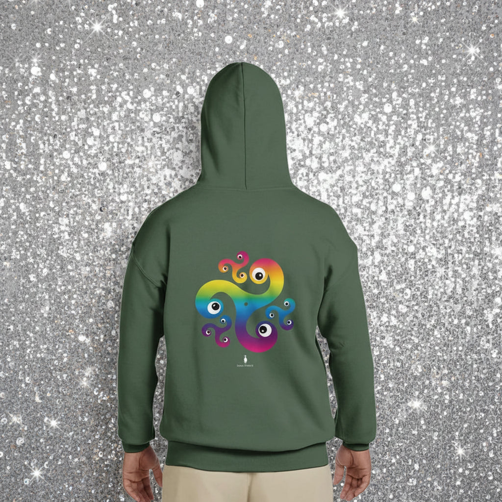 Trippy Triskelion - Rainbow Psychedelic Celtic-Inspired Festival Hoodie