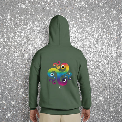 Trippy Triskelion - Rainbow Psychedelic Celtic-Inspired Festival Hoodie