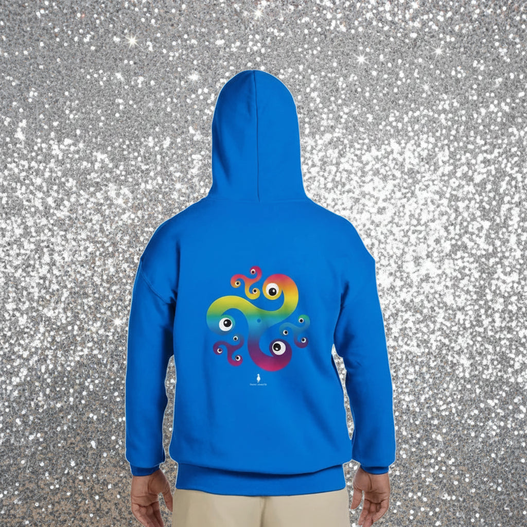 Trippy Triskelion - Rainbow Psychedelic Celtic-Inspired Festival Hoodie