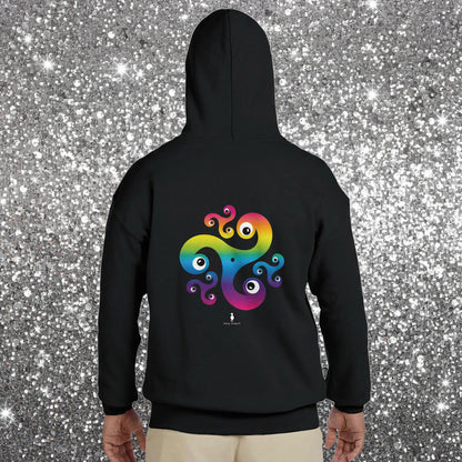 Trippy Triskelion - Rainbow Psychedelic Celtic-Inspired Festival Hoodie