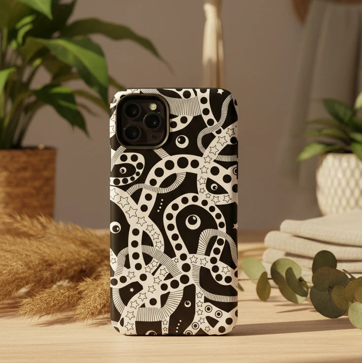 Who's Afraid Of The Dark - Abstract Black & White Phone Case (iPhone + Samsung)