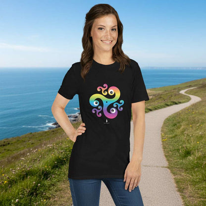 Trippy Triskelion - Psychedelic Celtic-Inspired Unisex Festival T-Shirt