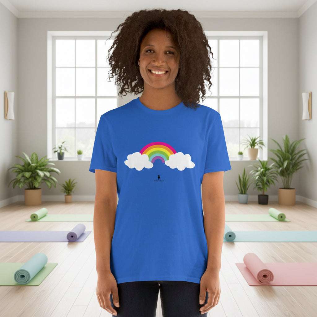 Chulianyouhuo Vintage Sunshine Rainbow Graphic T-Shirt For Women - Casual Summer Cute Top, Machine Wash