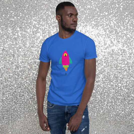 Space Sid - Bold Colourful Retro Rocket Graphic Festival T-Shirt